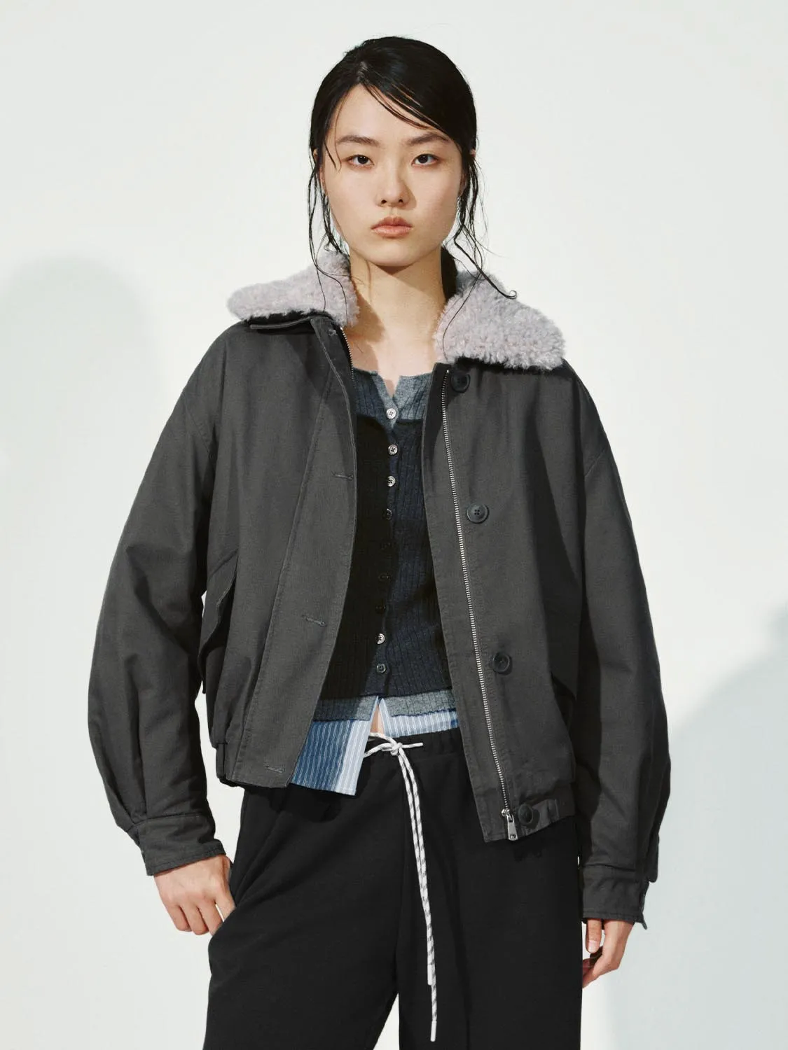 Faux Fur Collar Bomber Jackets sold by Urban Revivo