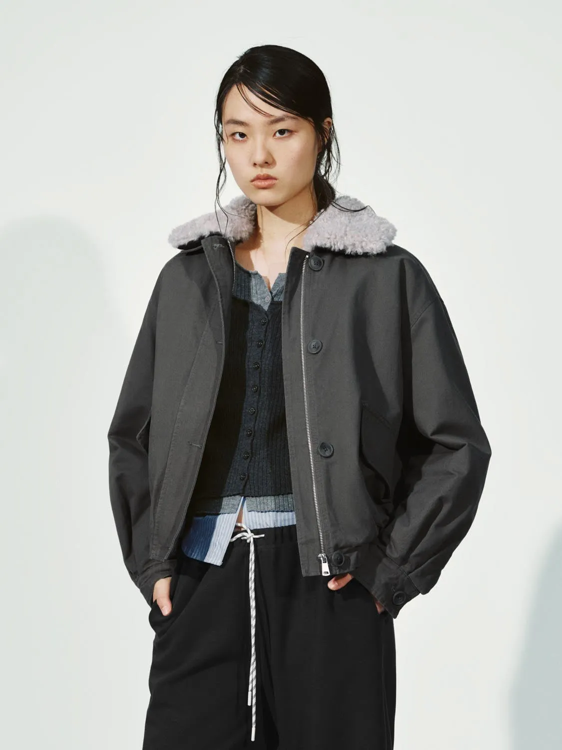 Faux Fur Collar Bomber Jackets sold by Urban Revivo product image thumbnail 2