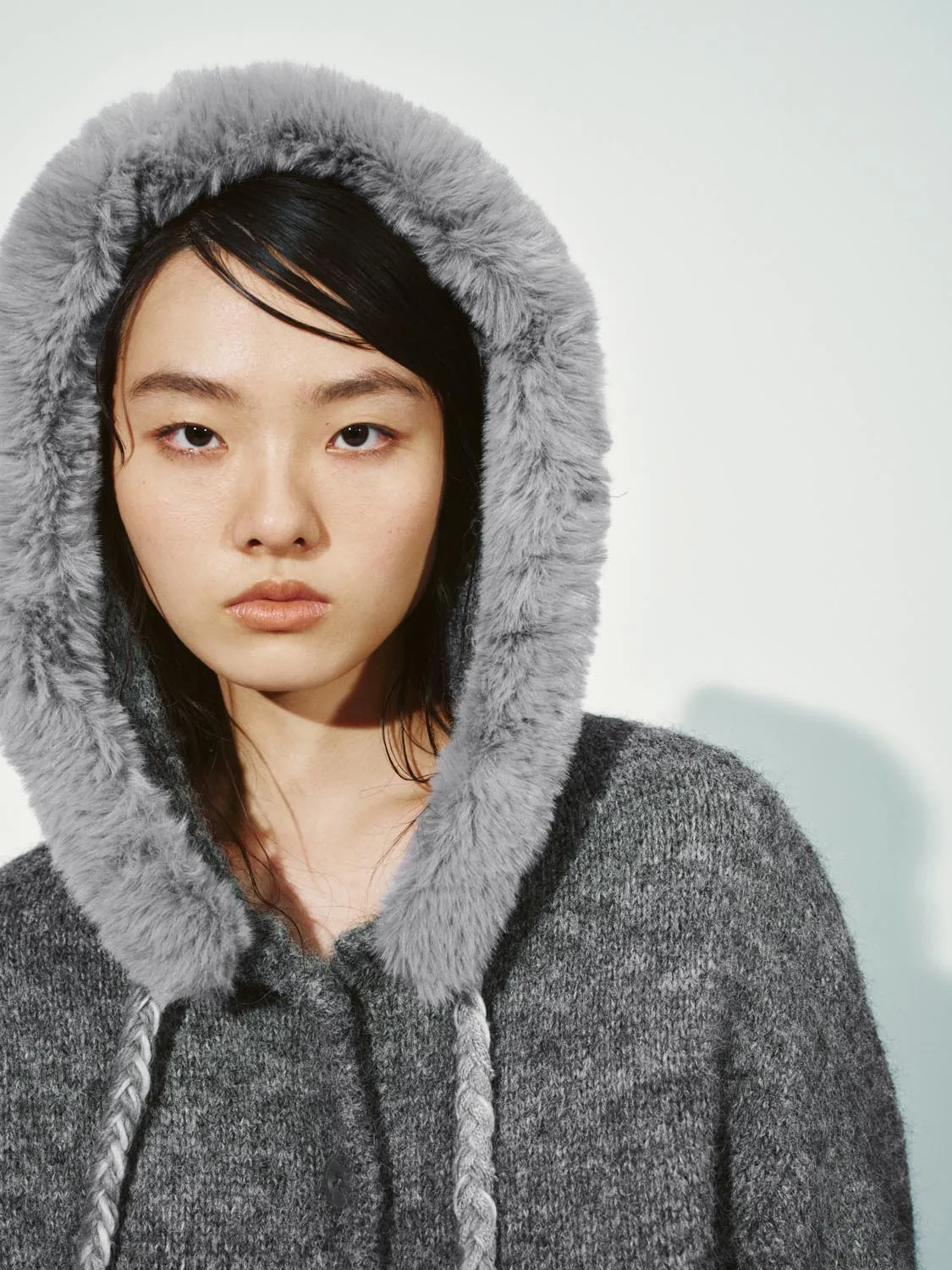 Hooded Fluffy Trim Knitted Cardigans sold by Urban Revivo product image thumbnail 3