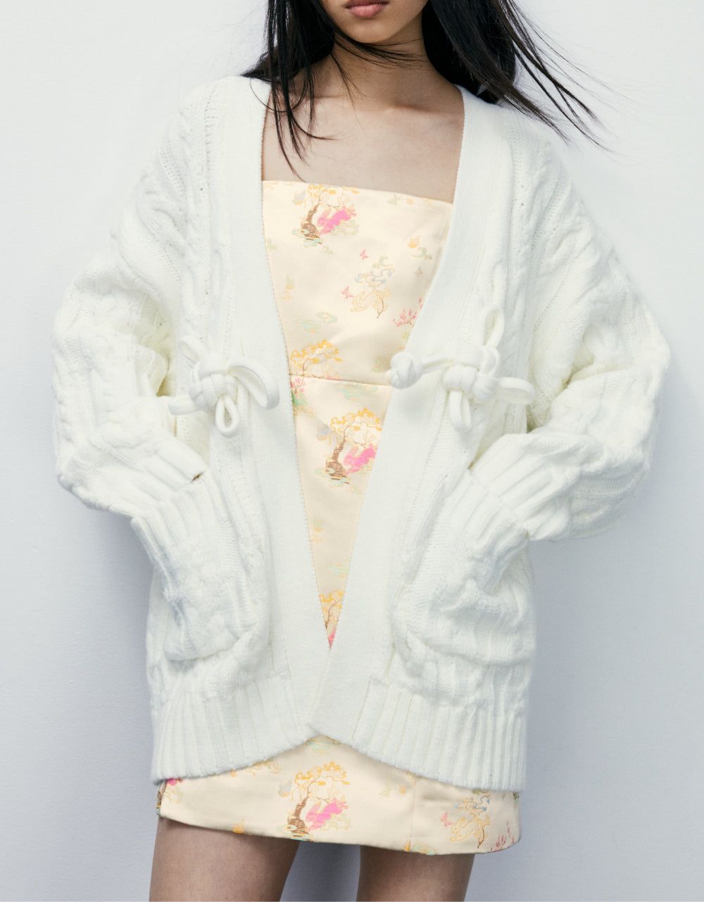 Cable Knit Cardigan With Knot sold by Urban Revivo product image thumbnail 2