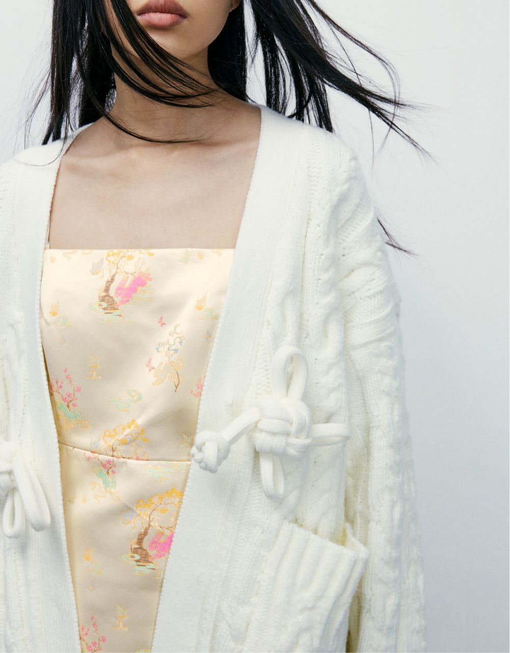 Cable Knit Cardigan With Knot sold by Urban Revivo product image thumbnail 3