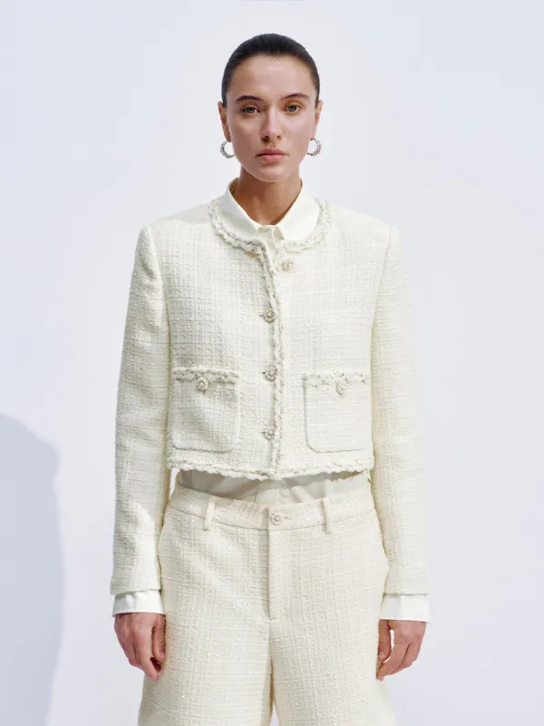 Patch Pockets Crew Neck Tweed Jackets sold by Urban Revivo