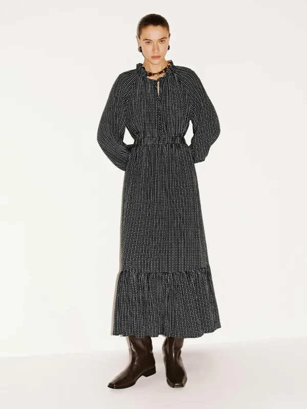 Textured Ruffle A-Line Maxi Dresses sold by Urban Revivo
