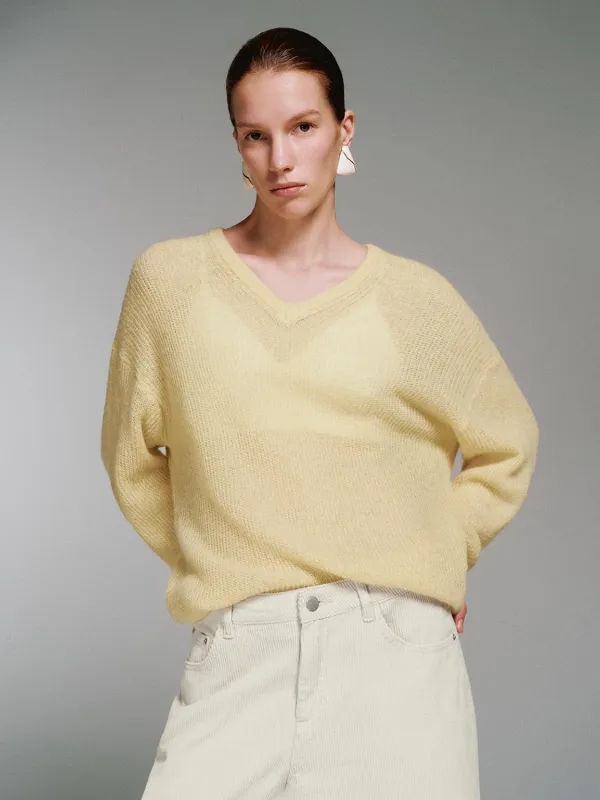 V-Neck Long Sleeve Knitted T-Shirts sold by Urban Revivo