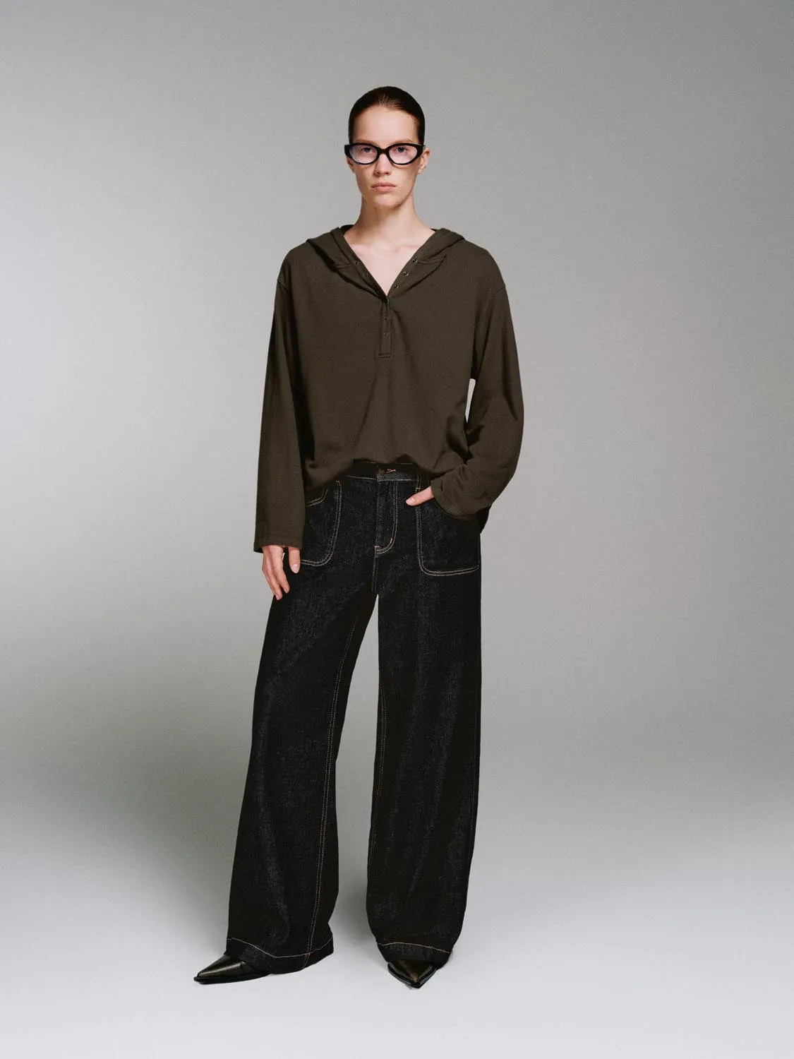 Hooded Loose Fit Long Sleeve T-Shirts sold by Urban Revivo product image thumbnail 4