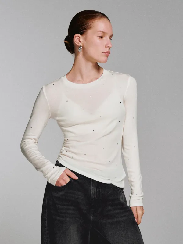 Ruched Skinny Fit Long Sleeve T-Shirts sold by Urban Revivo