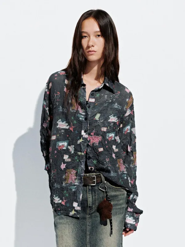 Ruffle Hem Graphic Shirts sold by Urban Revivo