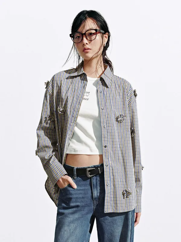 Floral Embellished Striped Shirts sold by Urban Revivo