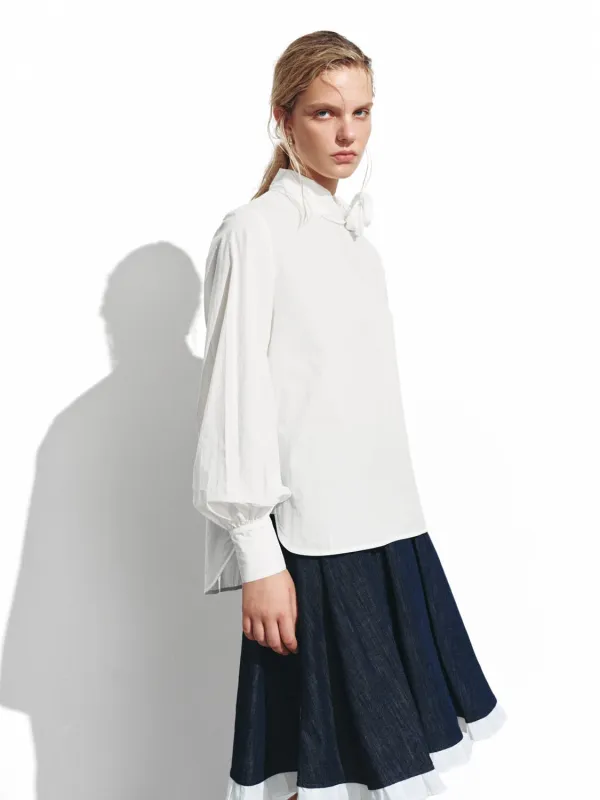 Floral Applique Mock Neck Overhead Shirt sold by Urban Revivo