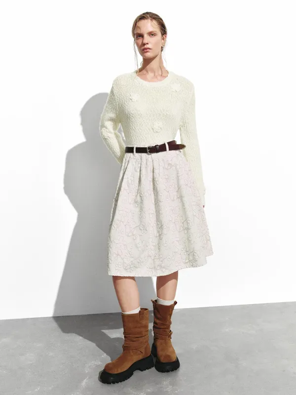 Wool Blend Floral Applique Long Sleeve Knitted T-Shirts sold by Urban Revivo