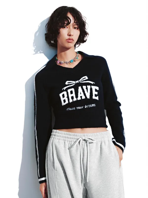 Intarsia Collared Long Sleeve Knitted T-Shirts sold by Urban Revivo