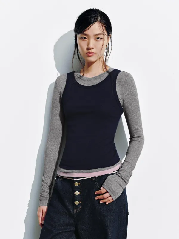 2 In 1 Contrast Long Sleeve T-Shirts sold by Urban Revivo