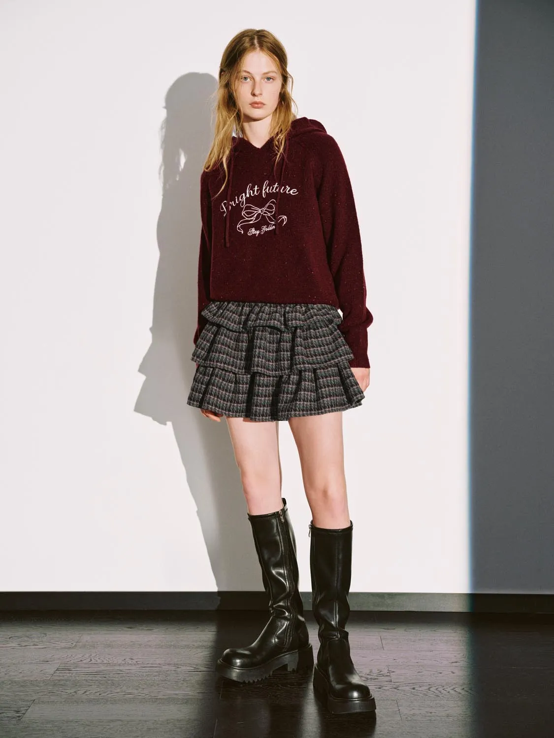 Hooded Drawstring Long Sleeve Knitted T-Shirts sold by Urban Revivo product image thumbnail 5