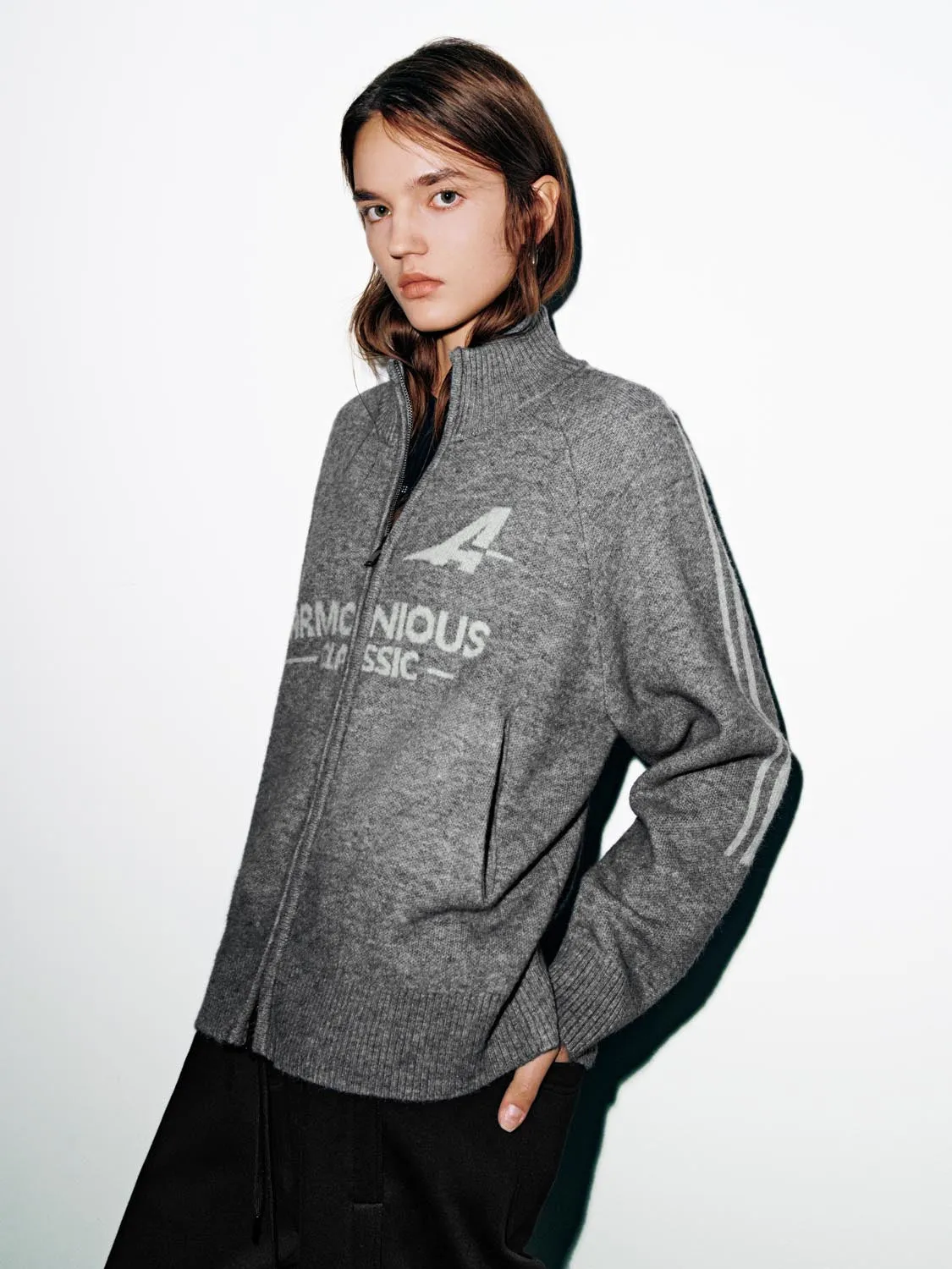 Mock Neck Intarsia Knitted Cardigans sold by Urban Revivo product image thumbnail 2