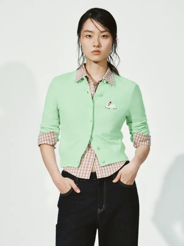 Embroidered Crew Neck Knitted Cardigans sold by Urban Revivo