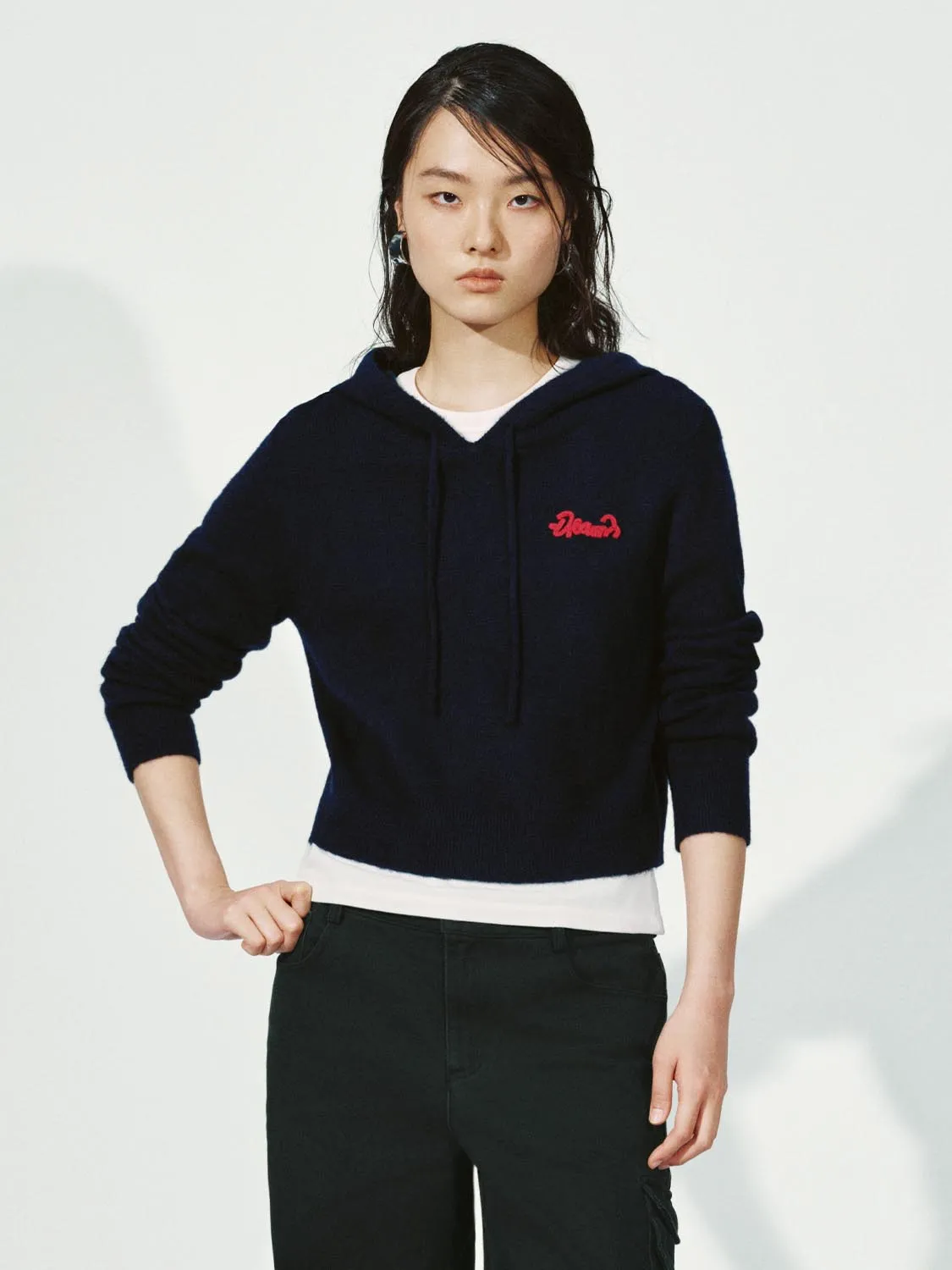 Hooded Drawstring Long Sleeve Knitted T-Shirts sold by Urban Revivo