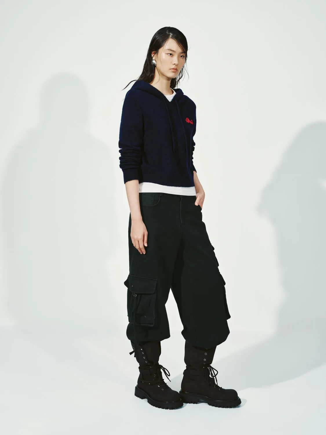 Hooded Drawstring Long Sleeve Knitted T-Shirts sold by Urban Revivo product image thumbnail 4