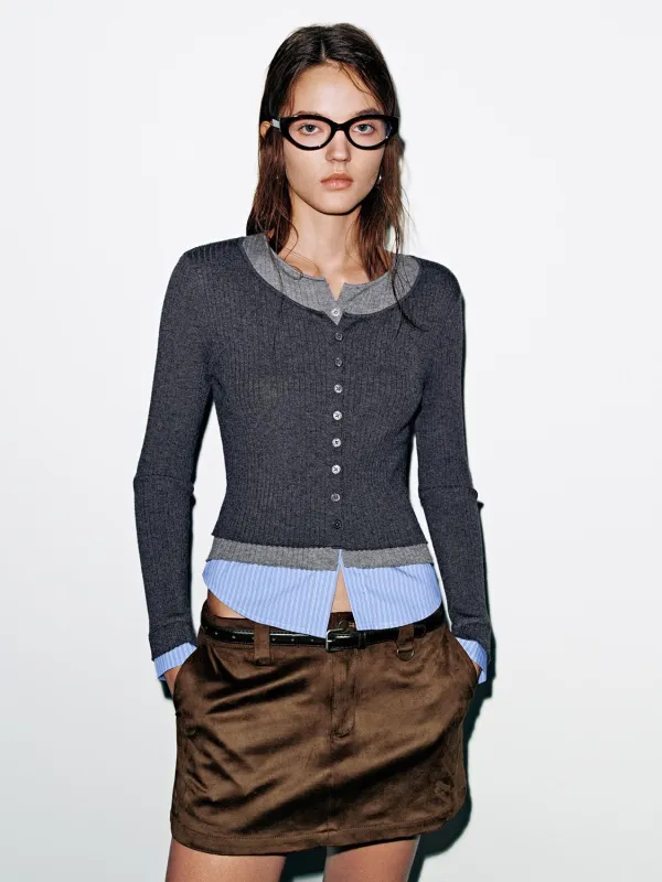 Contrast 2 In 1 Knitted Cardigans sold by Urban Revivo