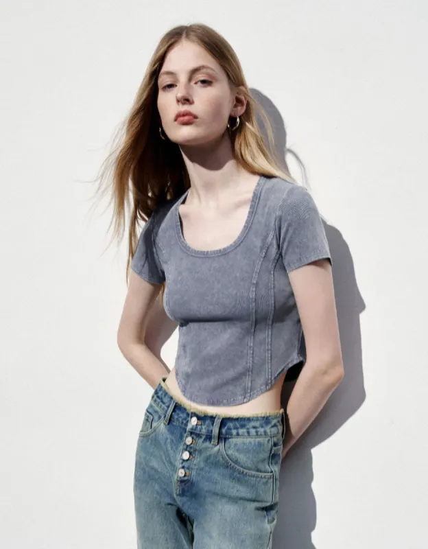 U Neck Skinny T-Shirt sold by Urban Revivo