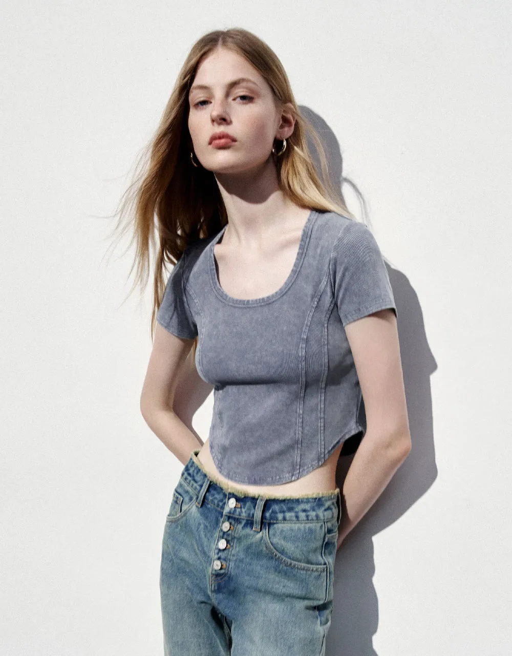 U Neck Skinny T-Shirt sold by Urban Revivo