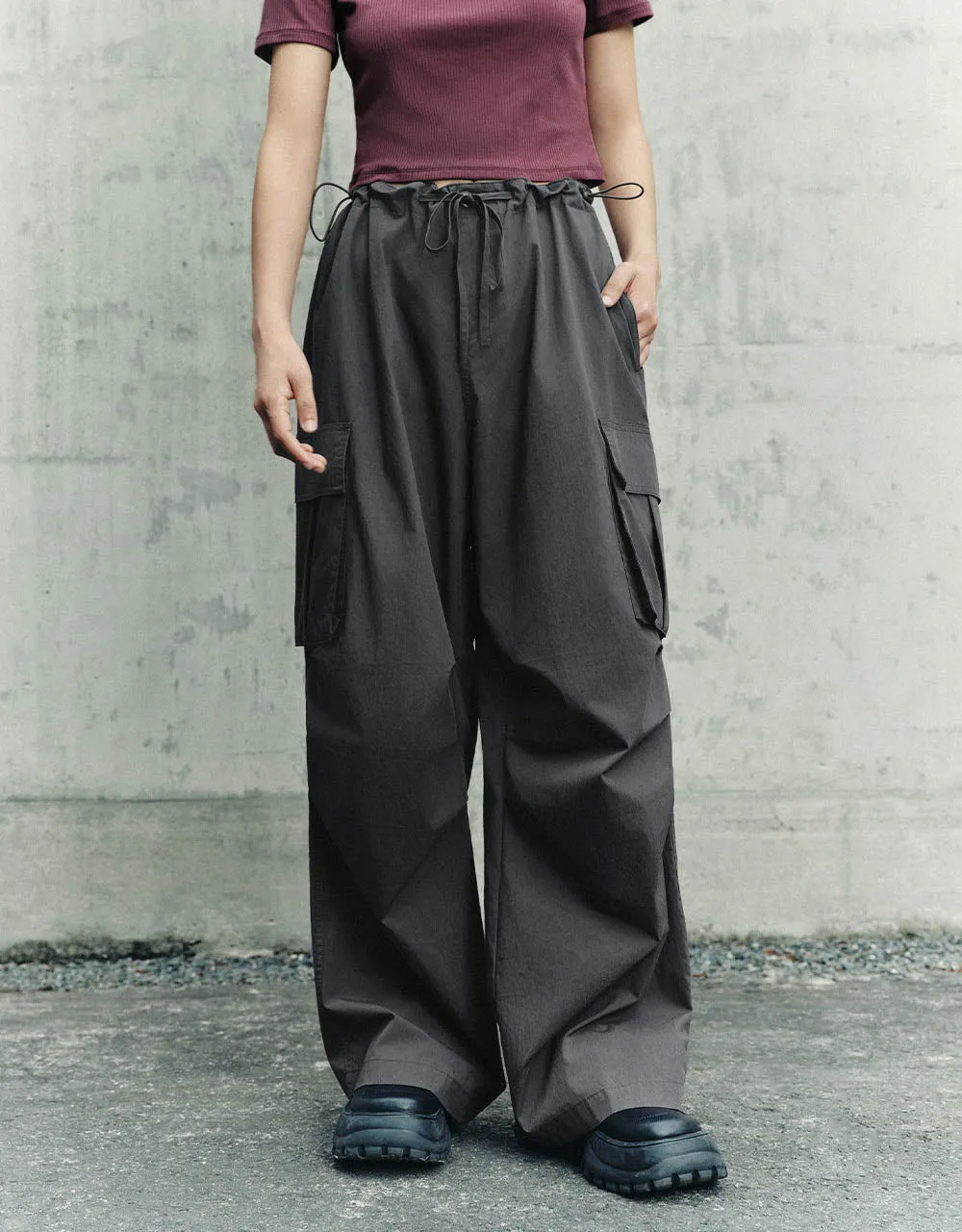 Drawstring Waist Wide-Leg Pants sold by Urban Revivo product image thumbnail 2