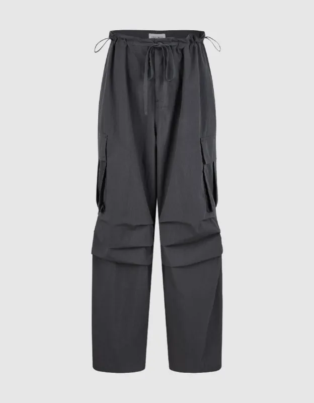 Drawstring Waist Wide-Leg Pants sold by Urban Revivo