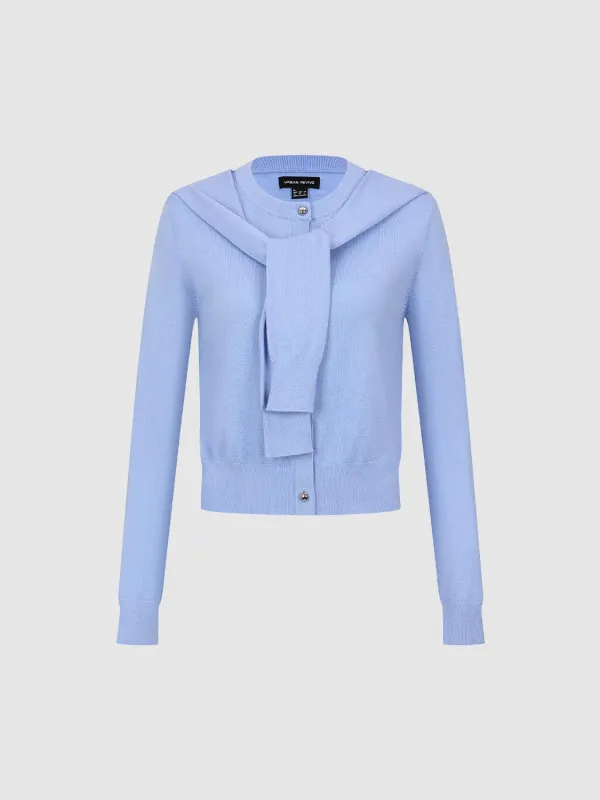 Tie Front Crew Neck Knitted Cardigans sold by Urban Revivo