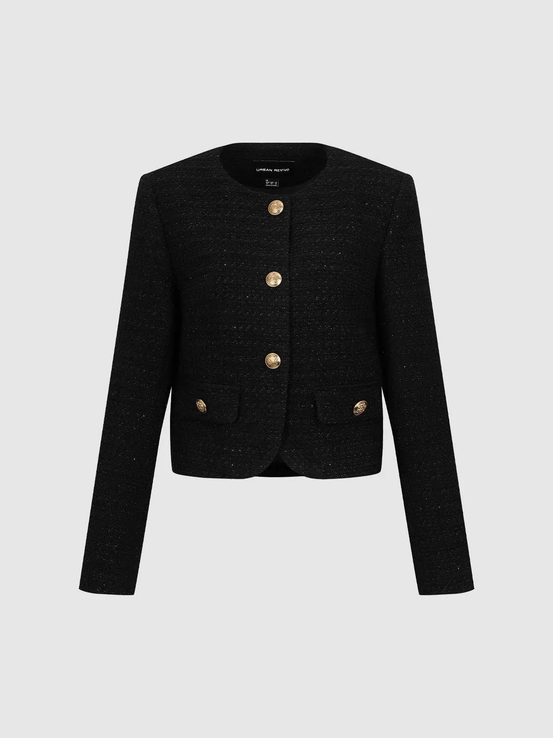 Crew Neck Plaid Button Up Tweed Jackets sold by Urban Revivo