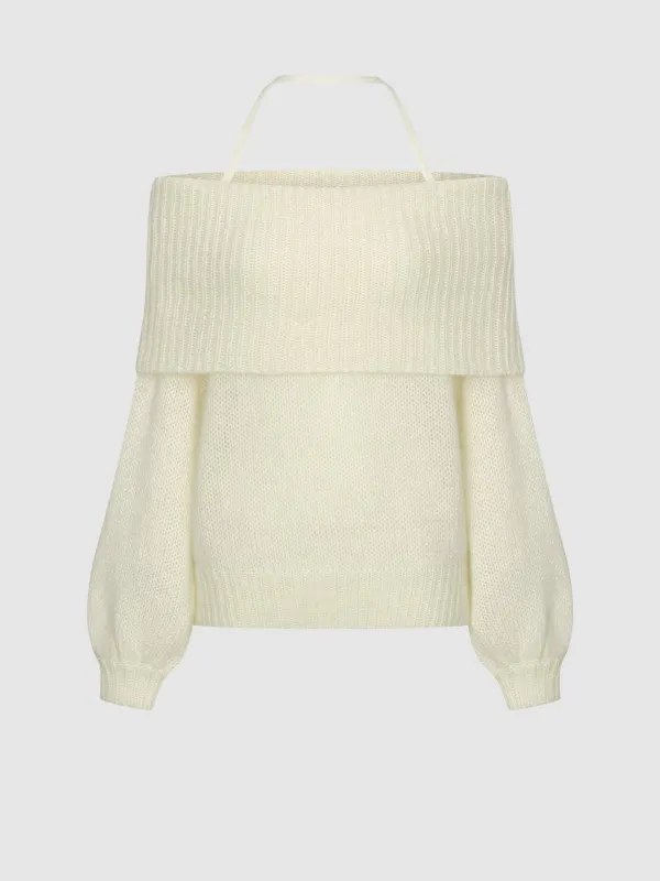 Off Shoulder Long Sleeve Knitted T-Shirts sold by Urban Revivo