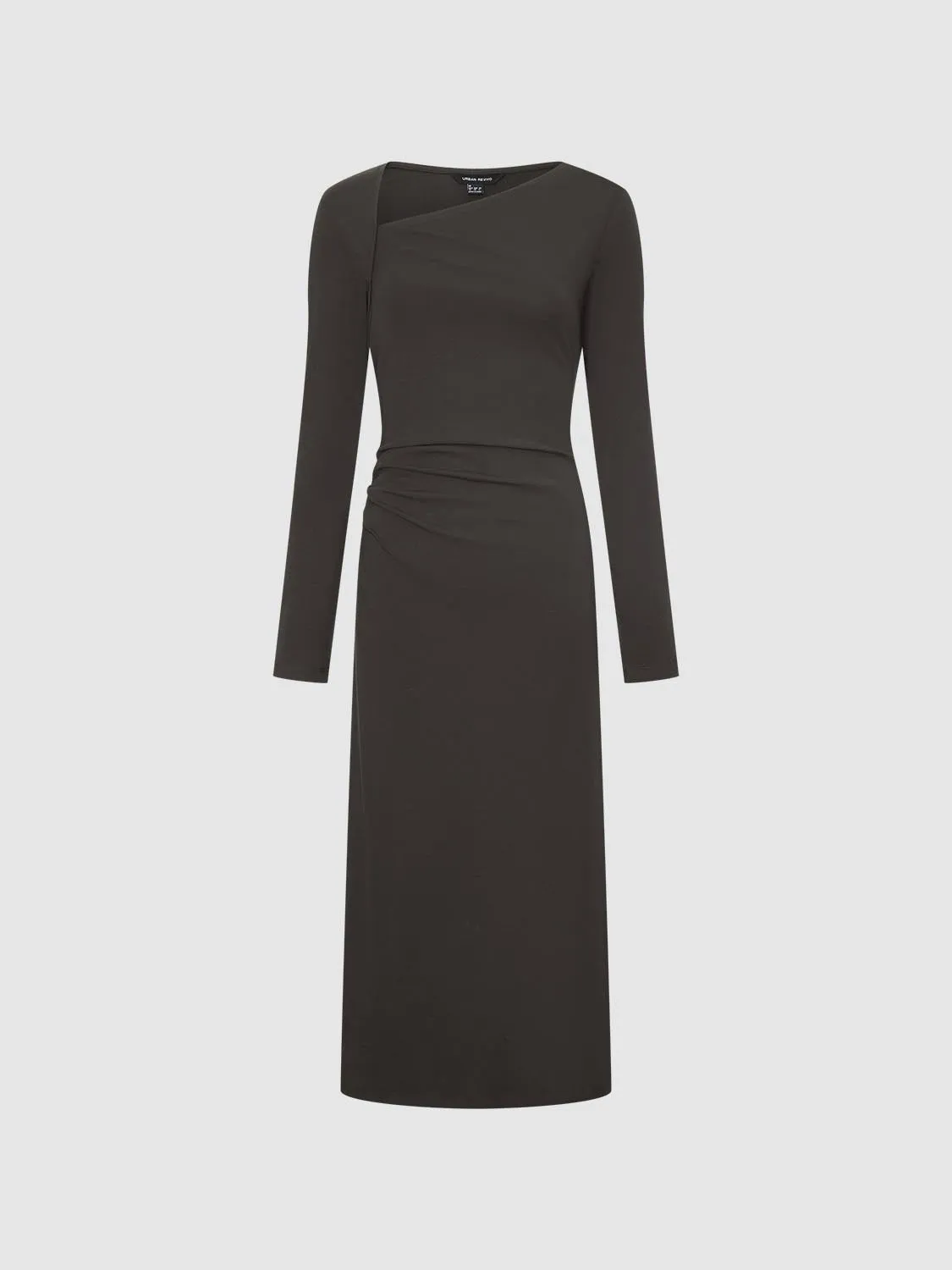 Asymmetric Neck Ruched A-Line Midi Dresses sold by Urban Revivo