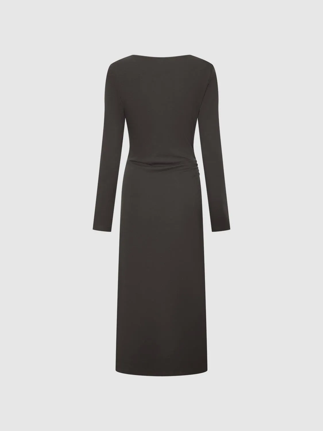 Asymmetric Neck Ruched A-Line Midi Dresses sold by Urban Revivo product image thumbnail 2