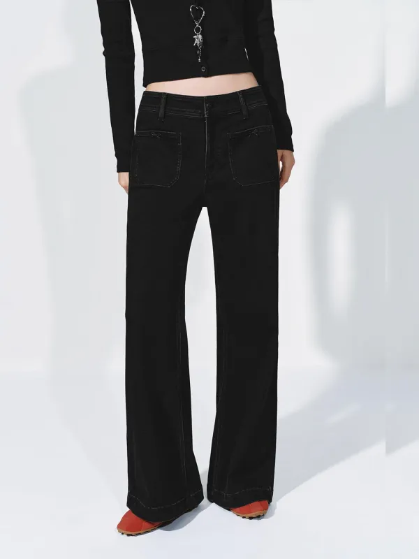 Patch Pockets Flare Leg Jeans sold by Urban Revivo