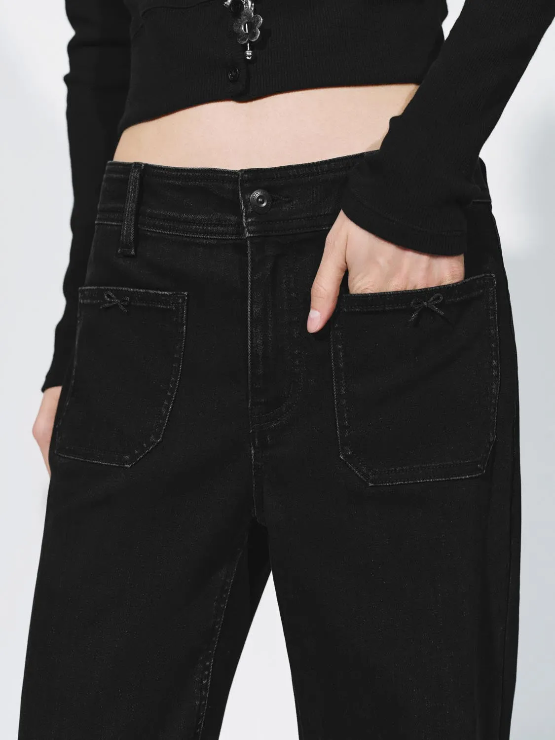 Patch Pockets Flare Leg Jeans sold by Urban Revivo product image thumbnail 5