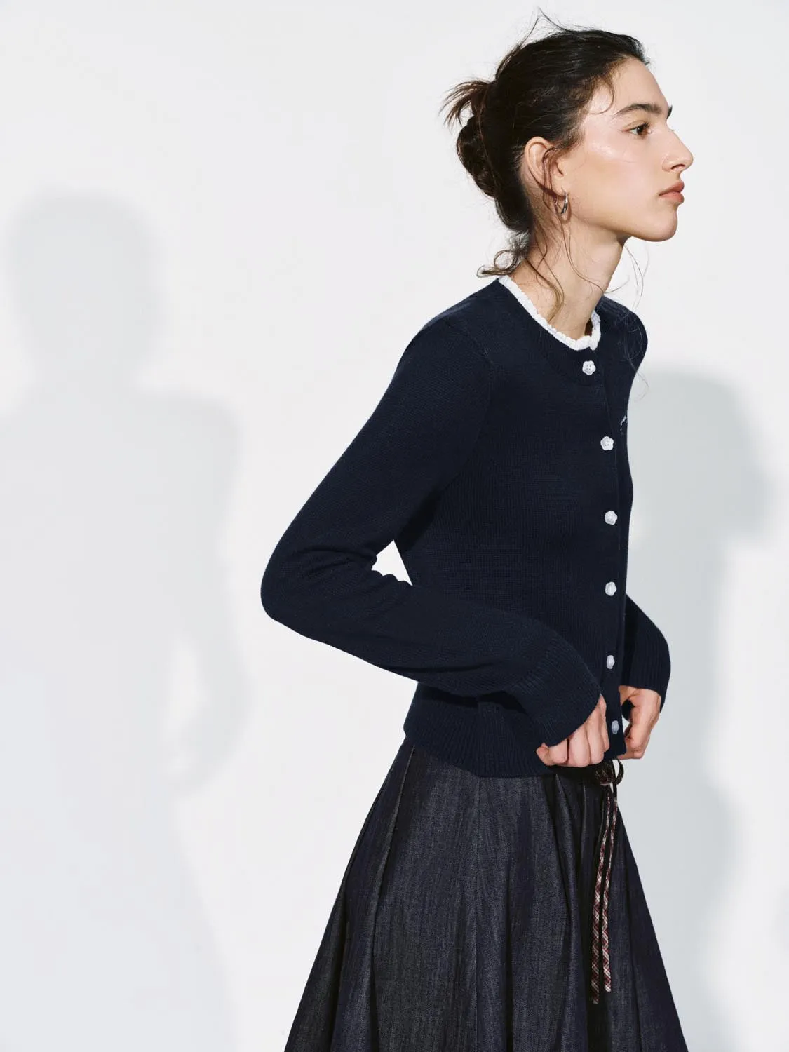 Contrast Trim Embroidered Knitted Cardigans sold by Urban Revivo product image thumbnail 2
