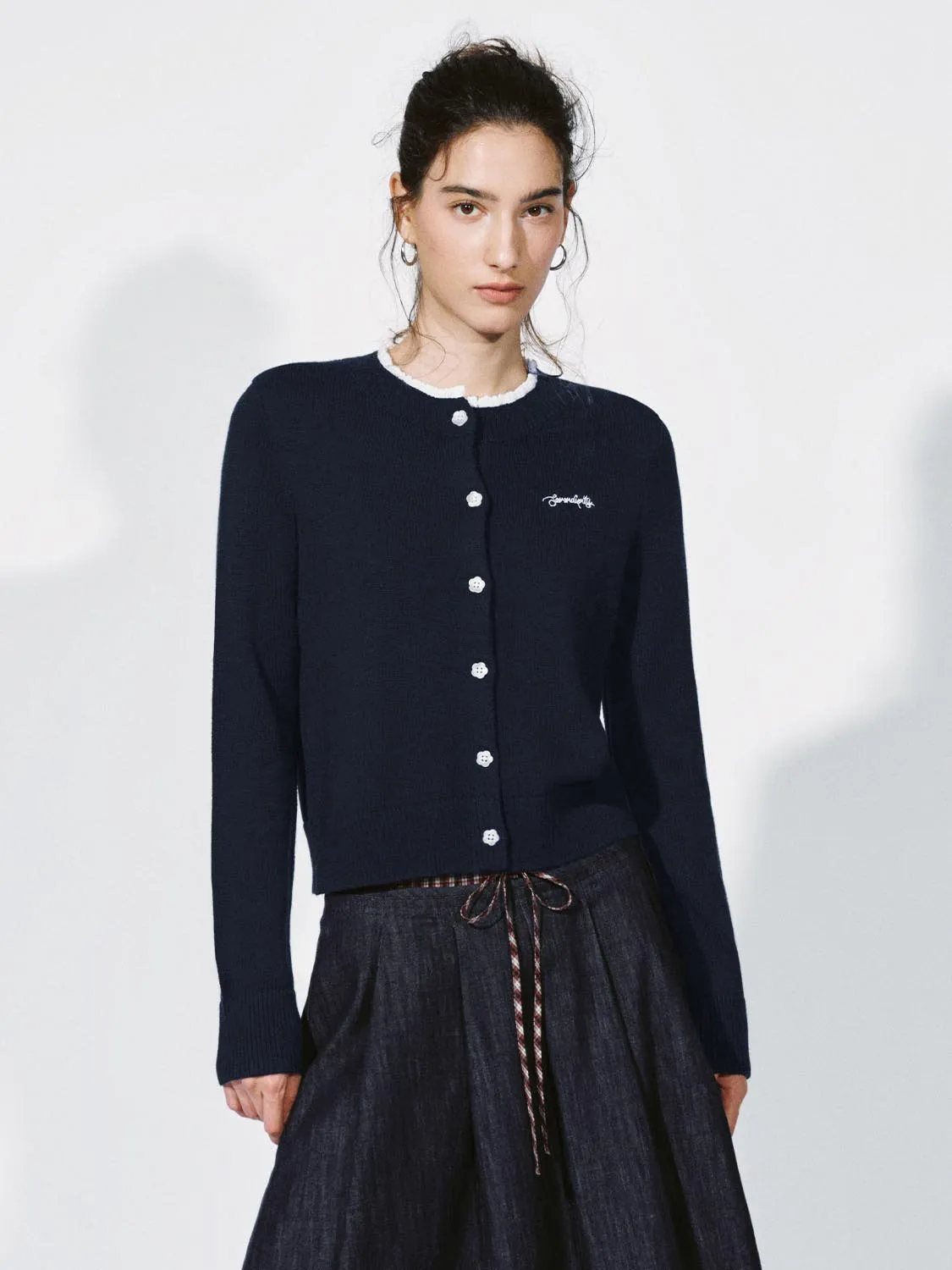 Contrast Trim Embroidered Knitted Cardigans sold by Urban Revivo