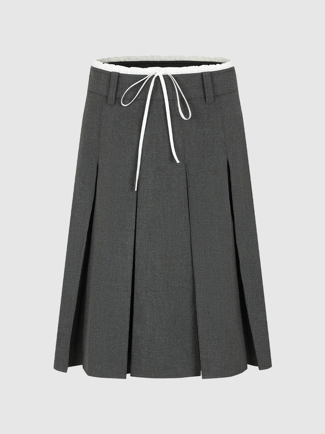 Contrast Trim Drawstring Pleated A-Line Mini Skirts sold by Urban Revivo