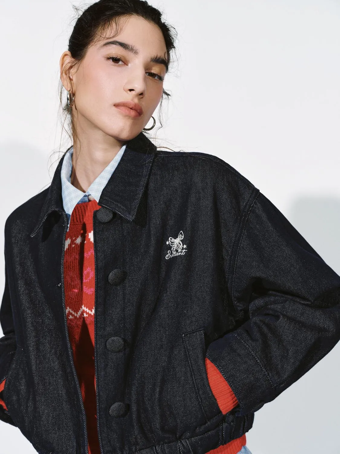 Button Up Denim Bomber Jackets sold by Urban Revivo product image thumbnail 2