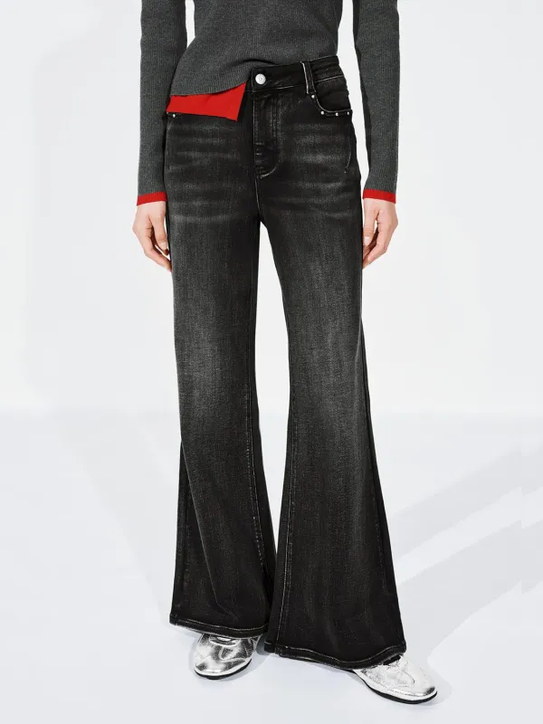 Washed Flare Leg Jeans sold by Urban Revivo