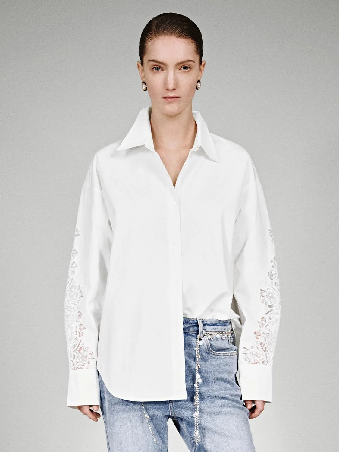 Guipure Lace Detail Shirts sold by Urban Revivo