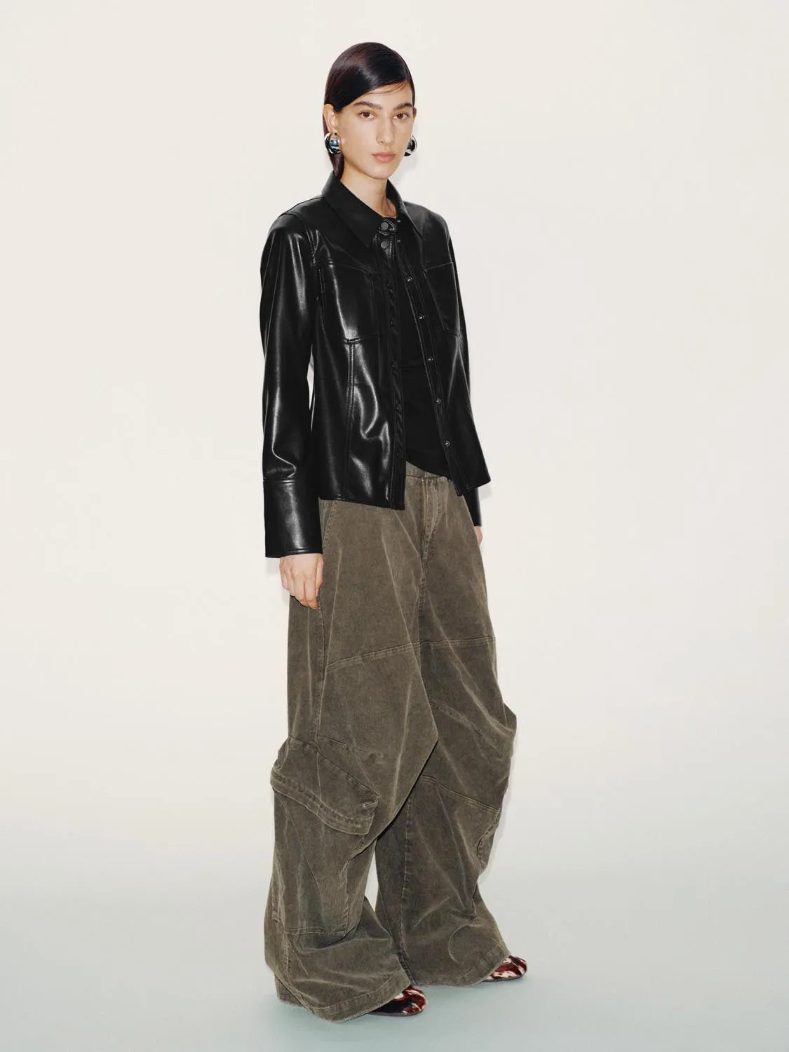 Nipped Waist Faux Leather Shirts sold by Urban Revivo product image thumbnail 5