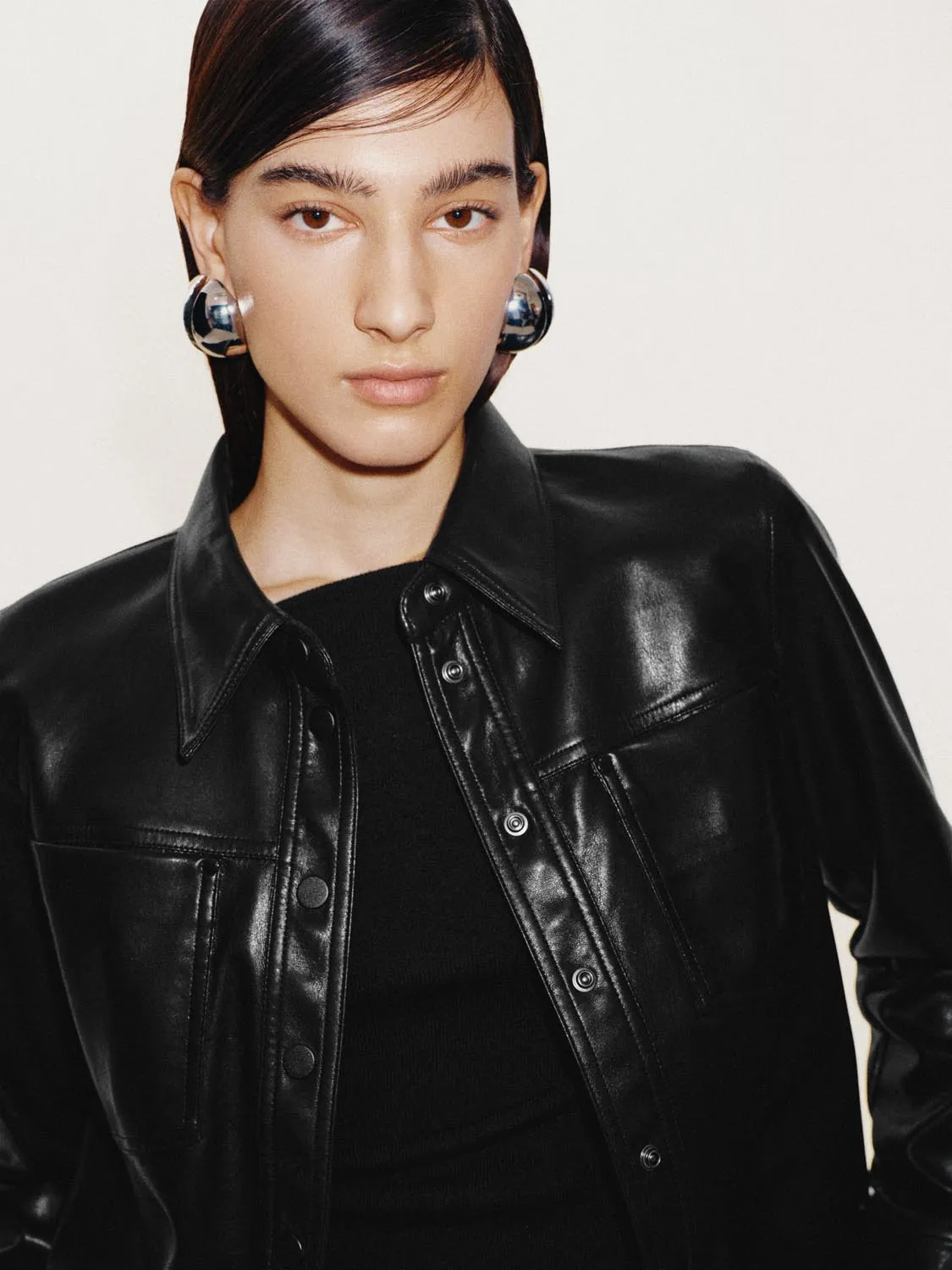 Nipped Waist Faux Leather Shirts sold by Urban Revivo product image thumbnail 3