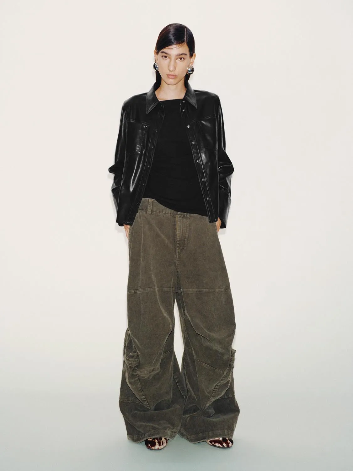 Nipped Waist Faux Leather Shirts sold by Urban Revivo product image thumbnail 4