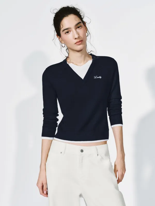 V-Neck Long Sleeve Knitted T-Shirts sold by Urban Revivo