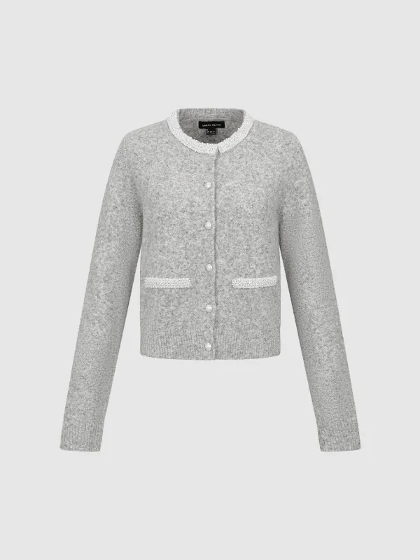 Crew Neck Contrast Trim Knitted Cardigans sold by Urban Revivo