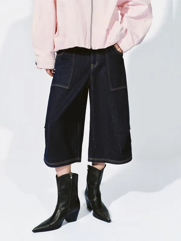 Stitch Detail Denim Shorts sold by Urban Revivo