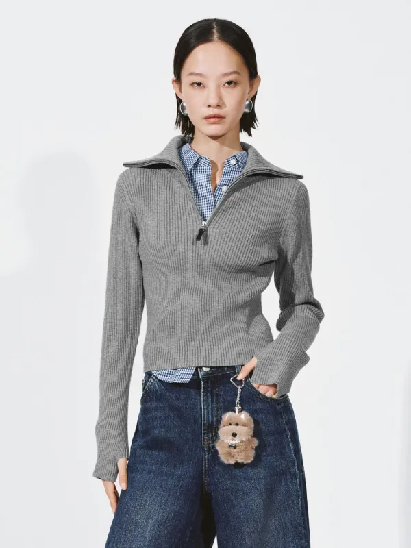 Hooded Half Zip Long Sleeve Knitted T-Shirts sold by Urban Revivo