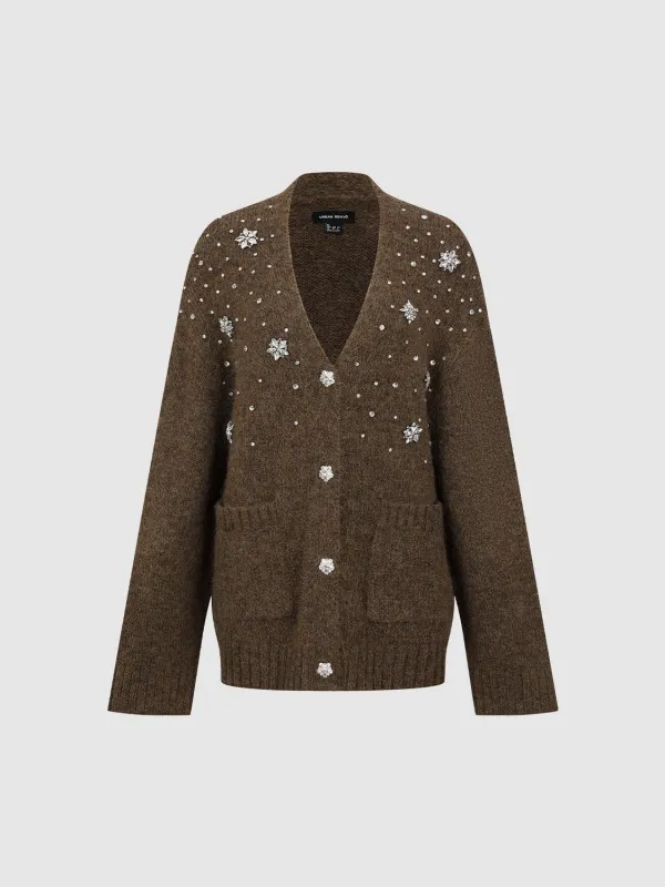 V-Neck Embellished Knitted Cardigans sold by Urban Revivo