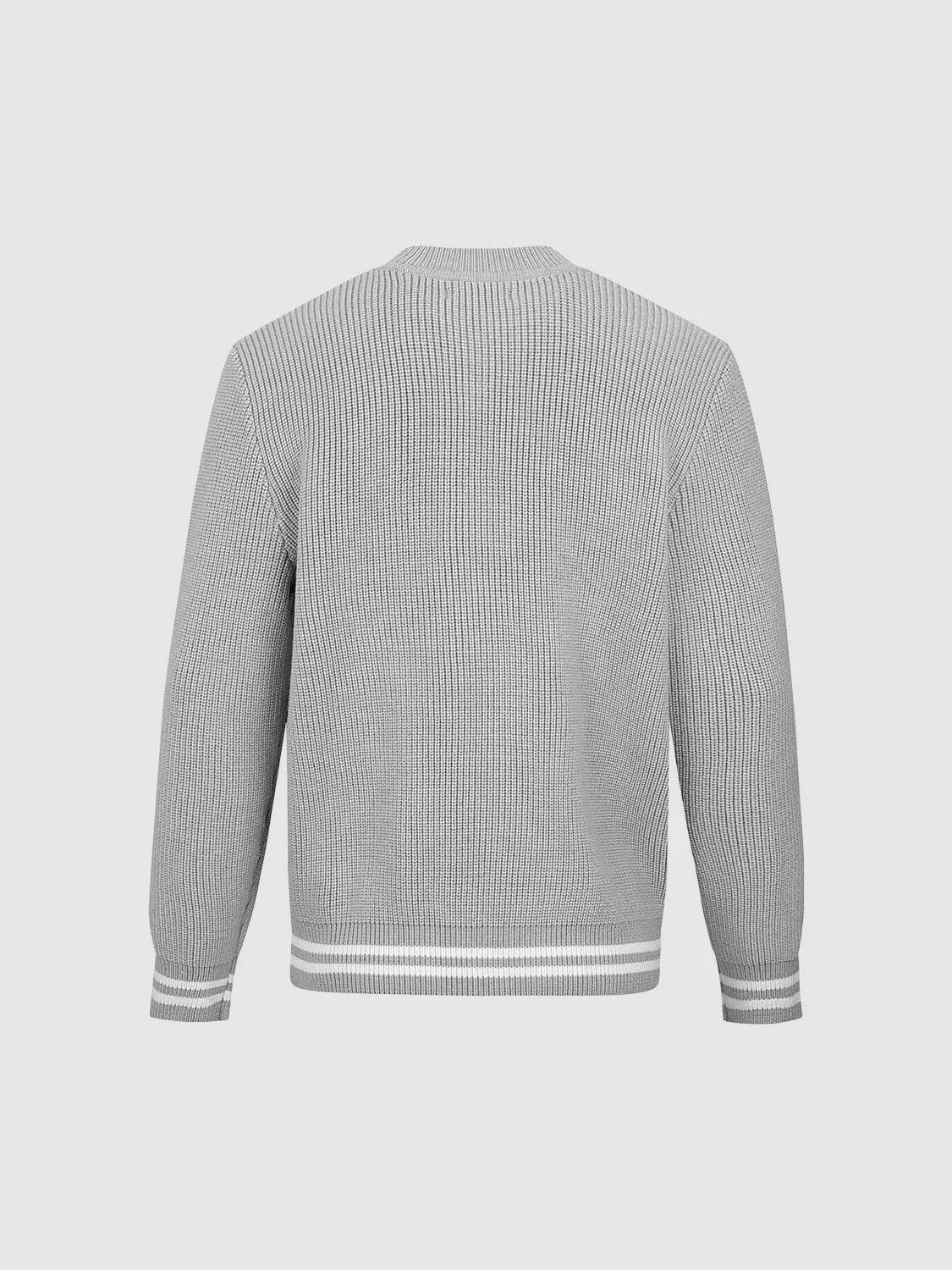 Striped Trim Crew Neck Knitted Cardigan sold by Urban Revivo product image thumbnail 5
