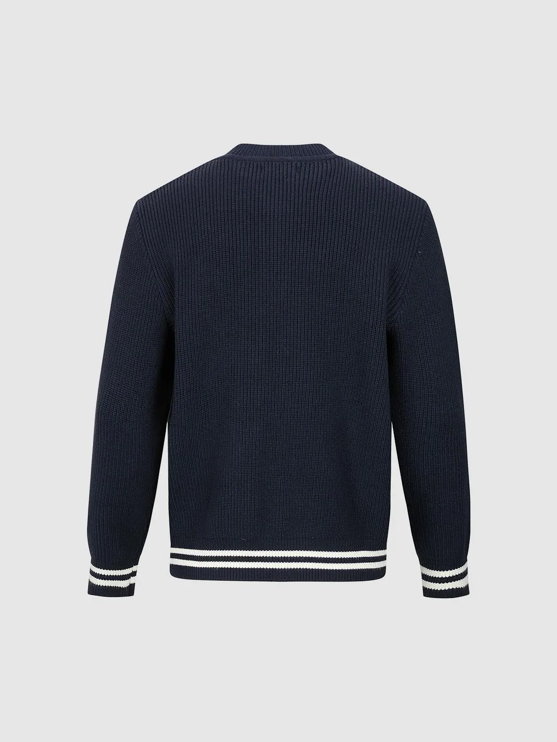 Striped Trim Crew Neck Knitted Cardigan sold by Urban Revivo product image thumbnail 2