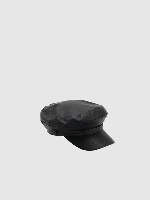 Faux Leather Bakerboy Cap sold by Urban Revivo